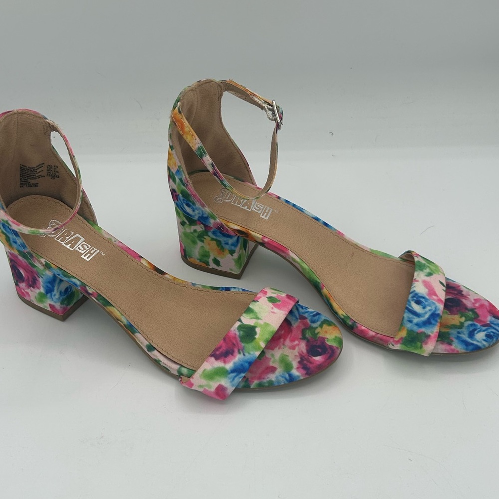 Brash Vibrant Multicolor spring Easter Floral block Heels